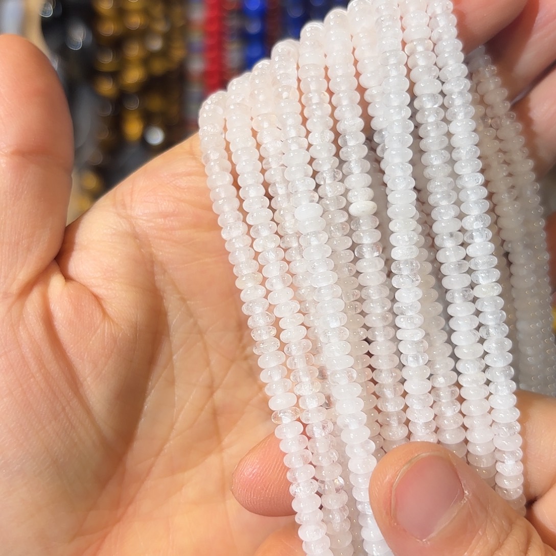 玛瑙/玉髓银S925镀金镶嵌珠宝半成品白水卡2-4算盘