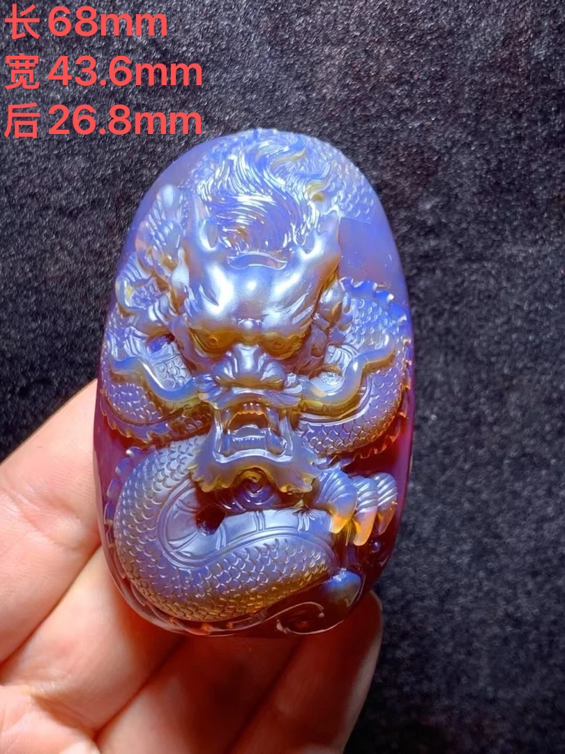 42.3克缅甸琥珀紫罗兰龙牌吊坠