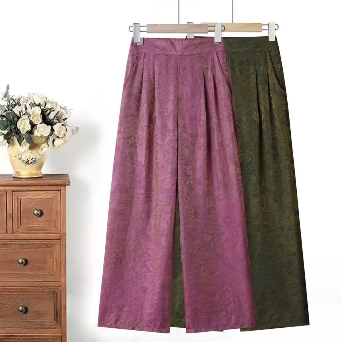 6126【鎏金】-中式时尚都市休闲裤裤子百搭中高腰赫本风中式通勤风