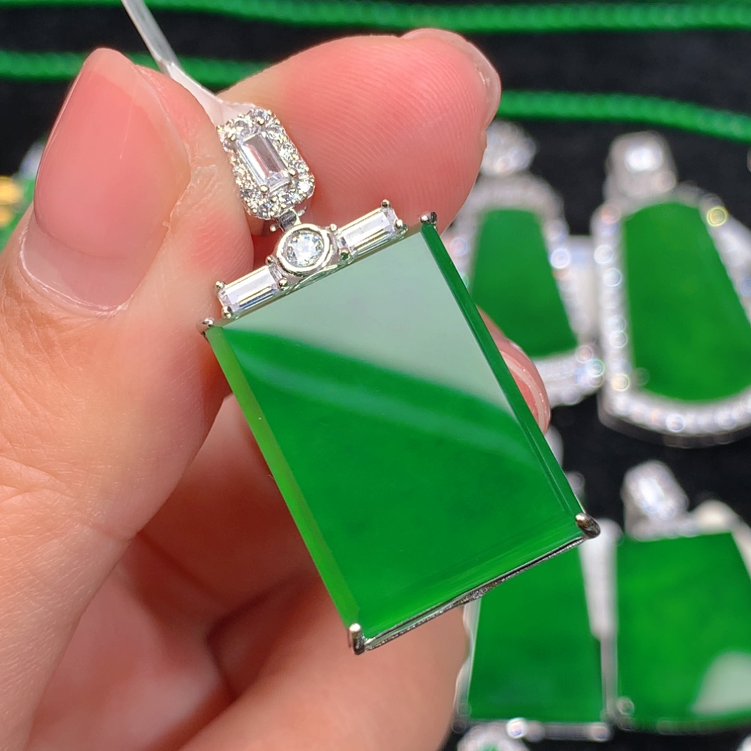 翡翠吊坠(不含链)银S925镶嵌