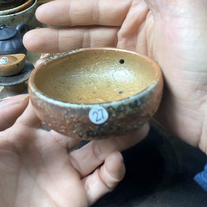 杯手工粗陶、柴烧茶器