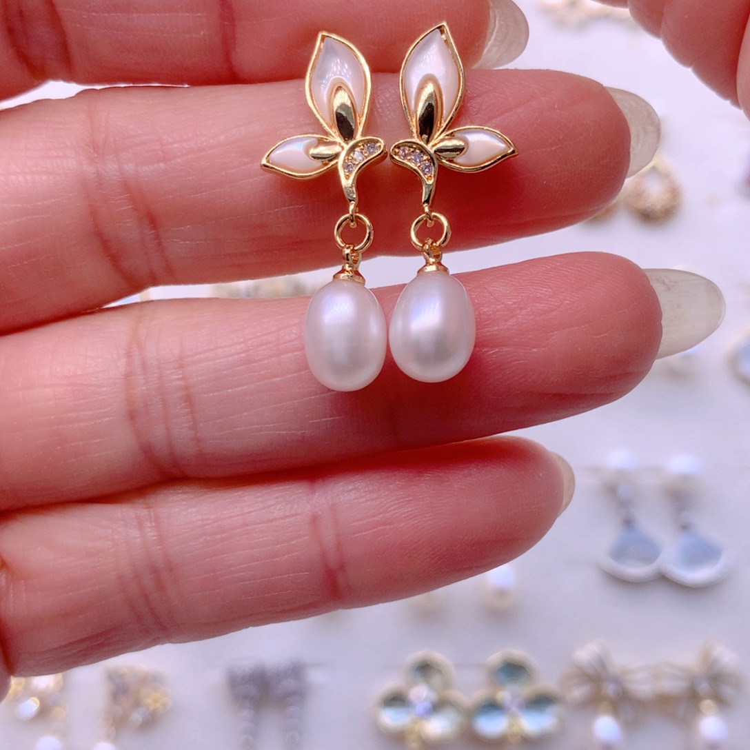 耳饰合金淡水珍珠