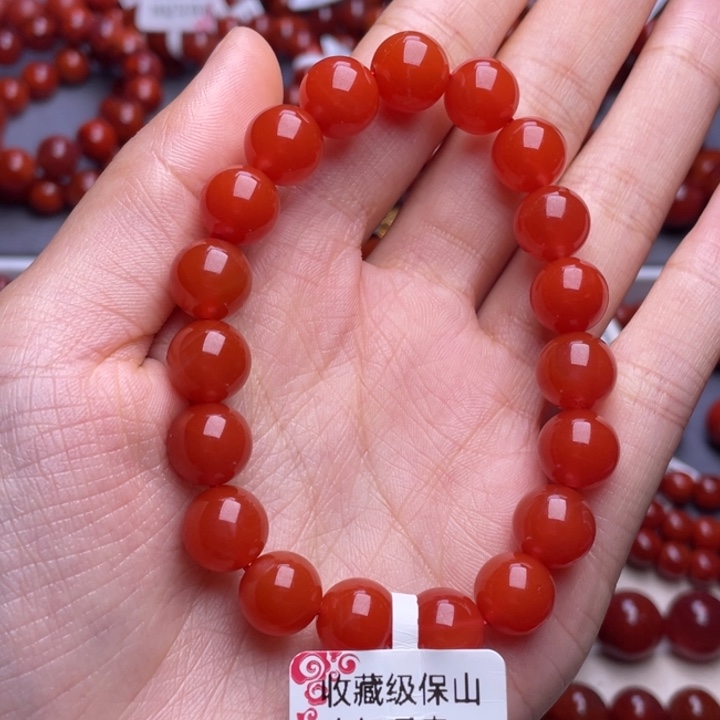 么****南红玛瑙未镶嵌其他10mm精品保山冰红圆珠手串