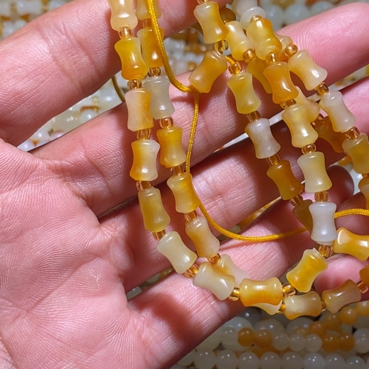 和田玉9-6鼓珠项链未镶嵌