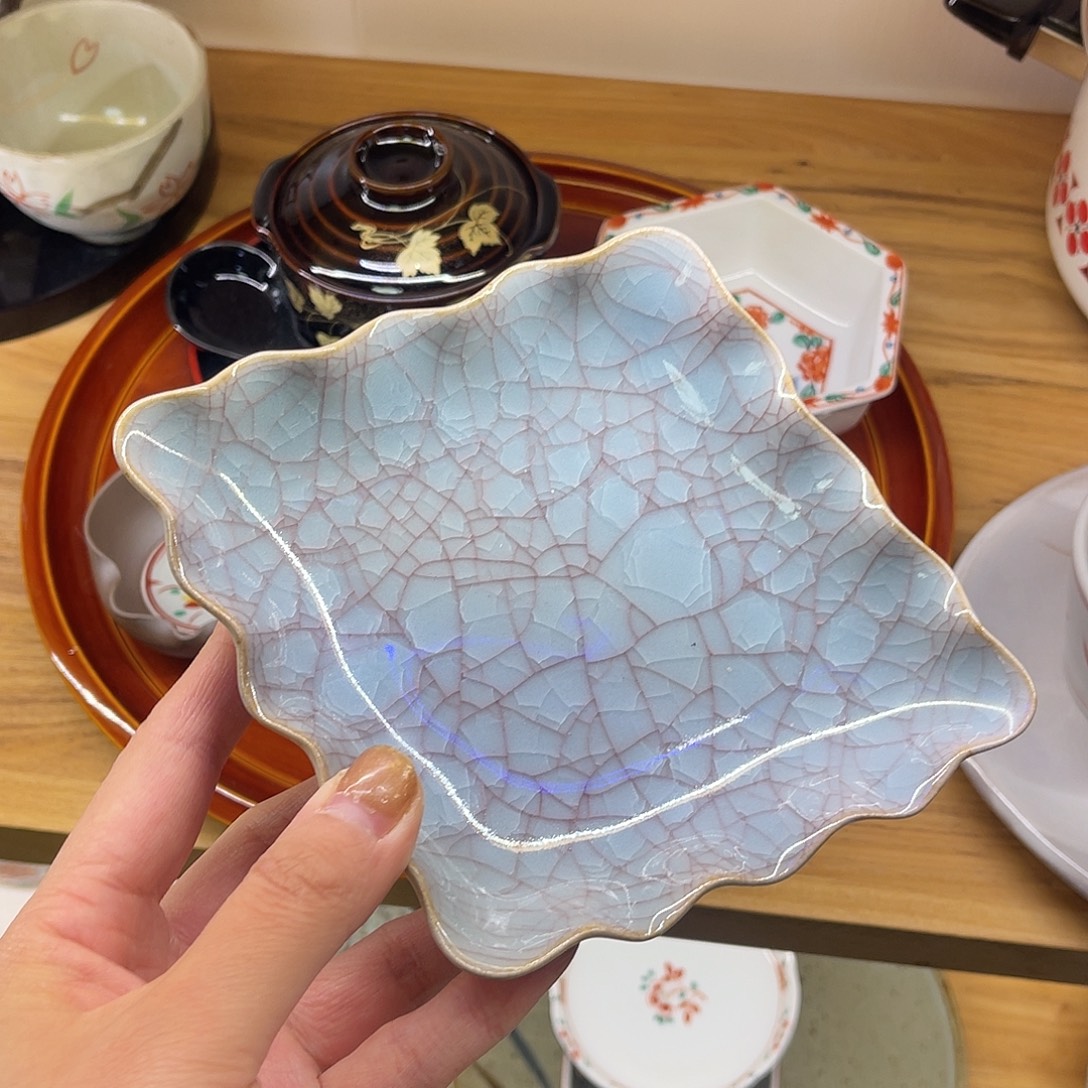 瓷片橘吉红贯入棱形盘16