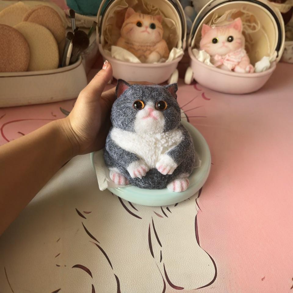 食品级硅胶手绘diy富贵猫捏捏乐手工解压趣味迷你创意减压