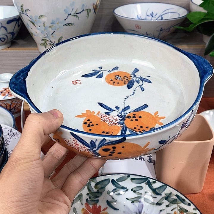 手工手绘陶泥高温釉下彩