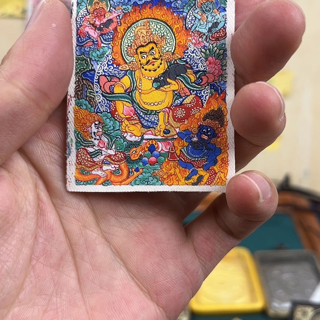 吊坠五路财神唐卡｜热贡手绘