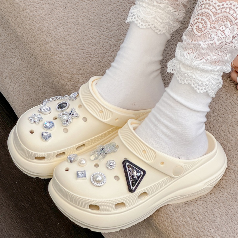 洞洞鞋夏季平跟沙滩鞋包头洞洞鞋厚底凉鞋少女办公室学生洞洞鞋