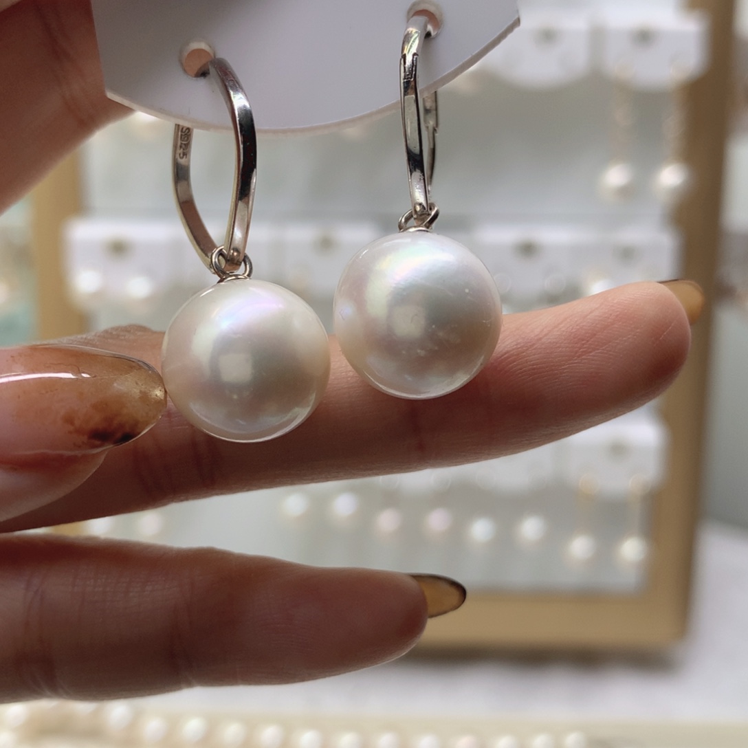 明****耳饰淡水珍珠银S925镶嵌