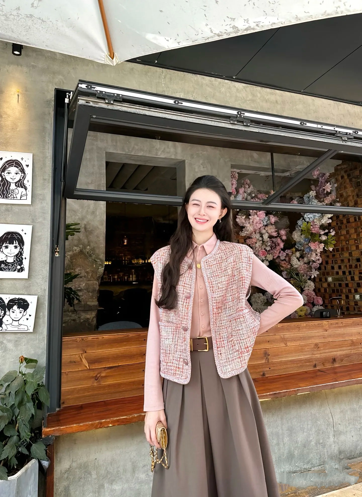 桃花扇商场同款秋显白显瘦设计感小香风马甲时尚百搭外套1400791