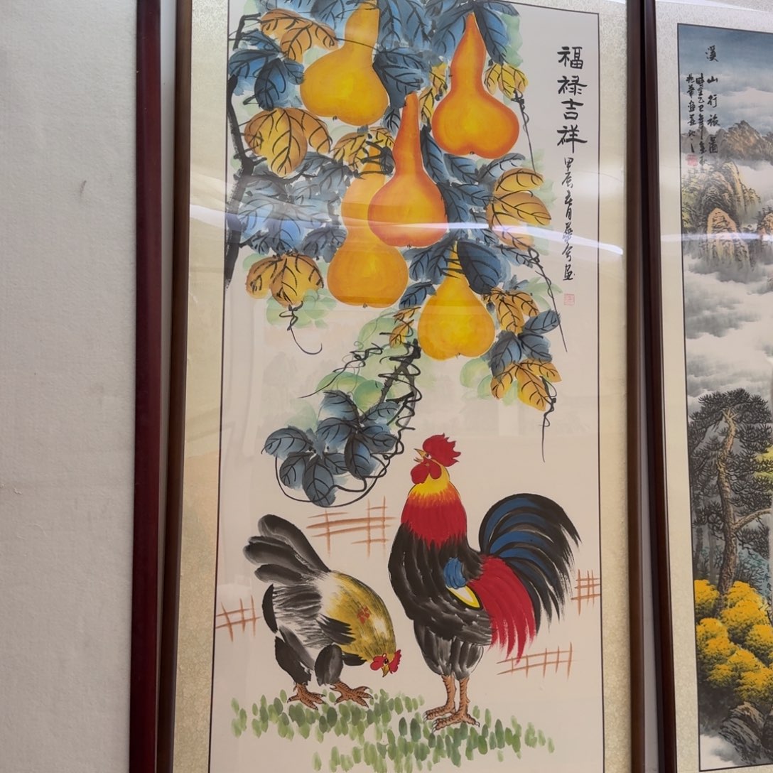 国画四尺福禄吉祥画框174×84