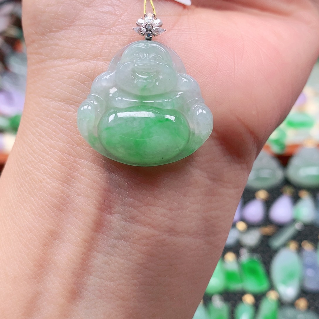 吊坠(不含链)18K金镶嵌翡翠