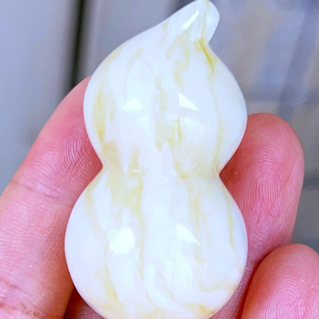 俄料瓷白花蜡立体葫芦