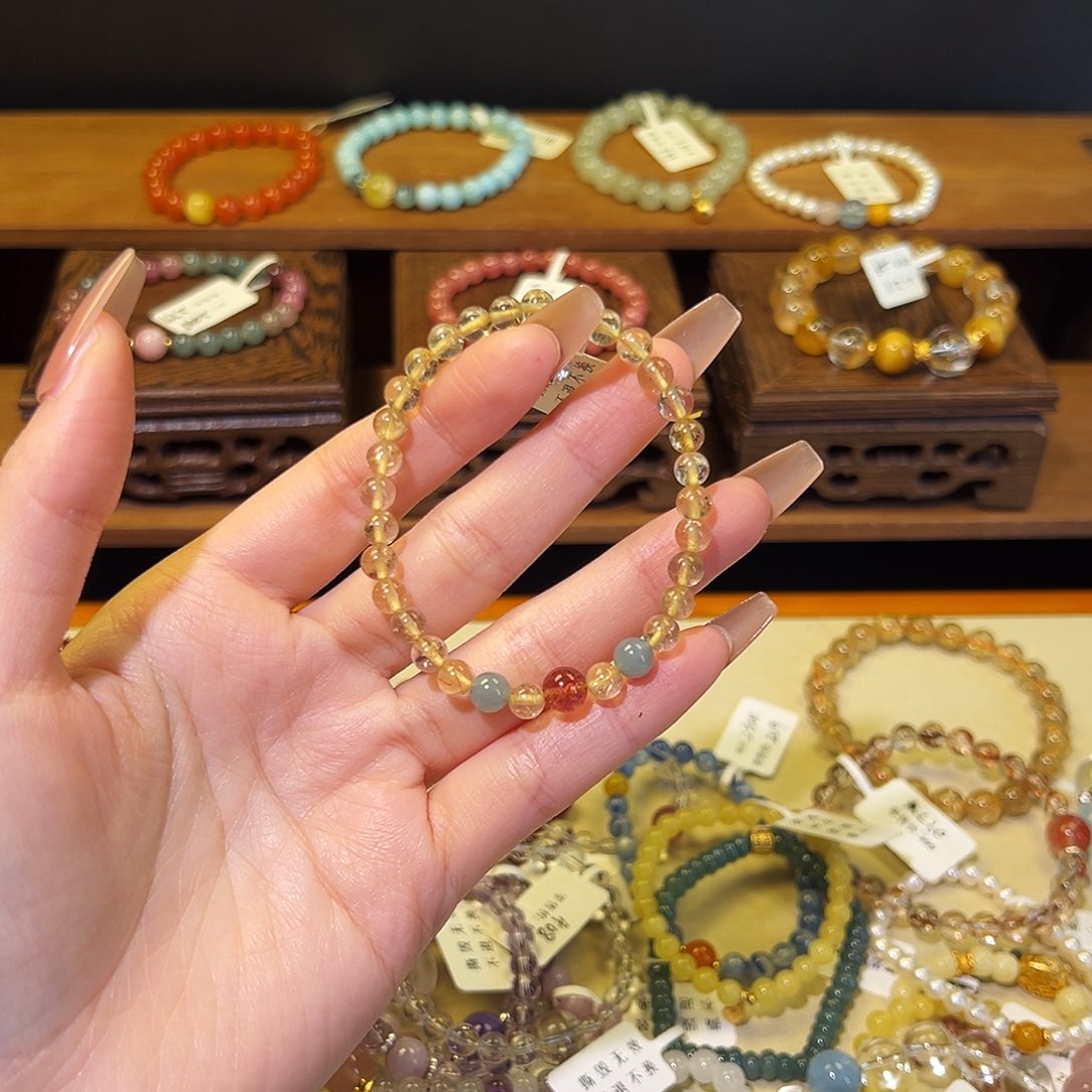 水晶手链银S925镶嵌金发2903