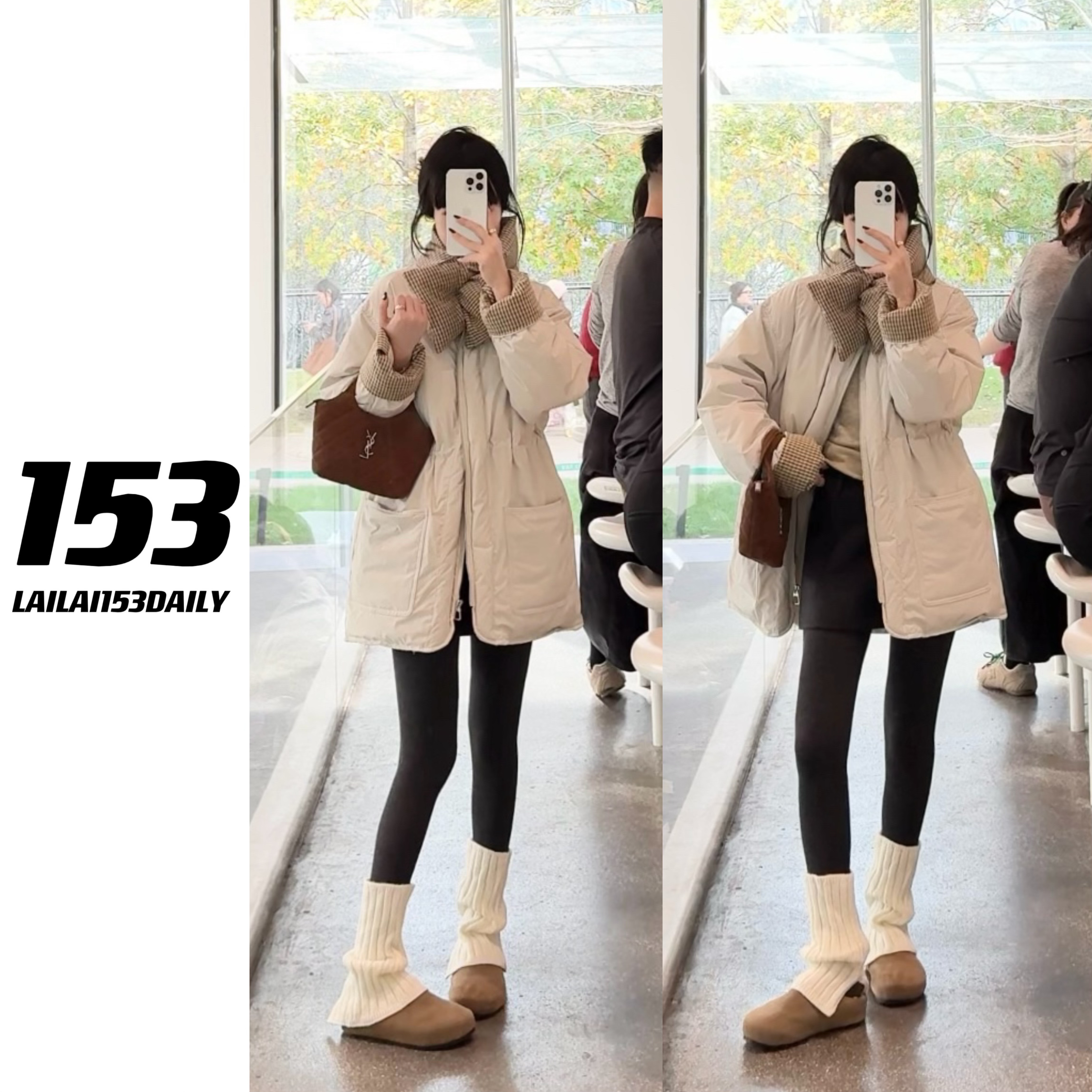 【153的日常】可收腰羽绒服围巾两件套服休闲时尚百搭款25DW3460