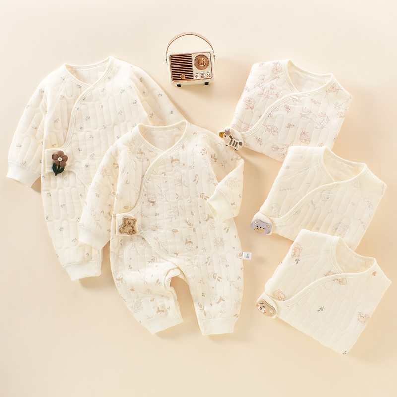 【2件送胎帽】新生儿连体衣哈衣初生婴儿服春秋冬夹棉保暖宝宝爬服