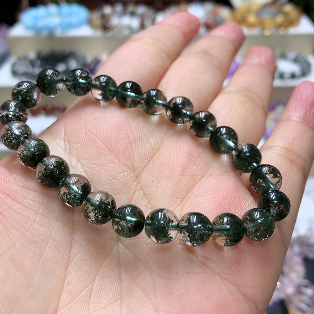 水晶手链未镶嵌天然绿幽灵