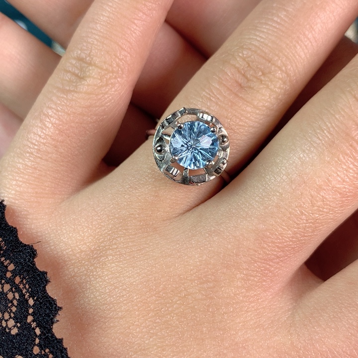 托帕石戒指银S925镶嵌