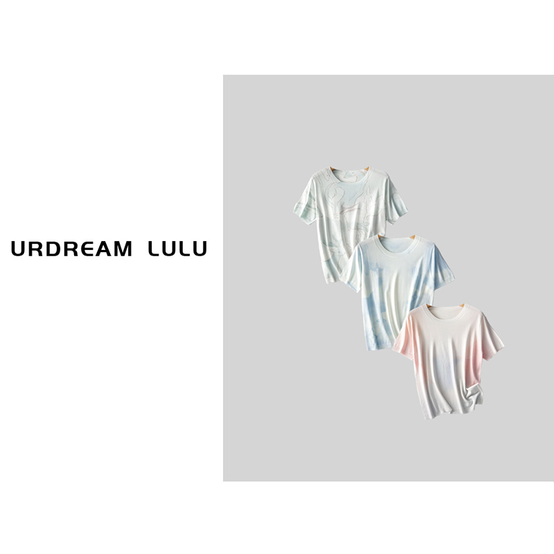 [云绵抱夏] 莱赛尔桑蚕丝印花圆领短袖慵懒风软糯T恤女-P2527