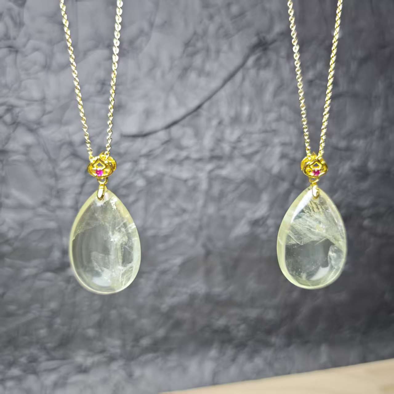 高定珠宝时尚设计款黄喜马水晶水滴吊坠-y2329
