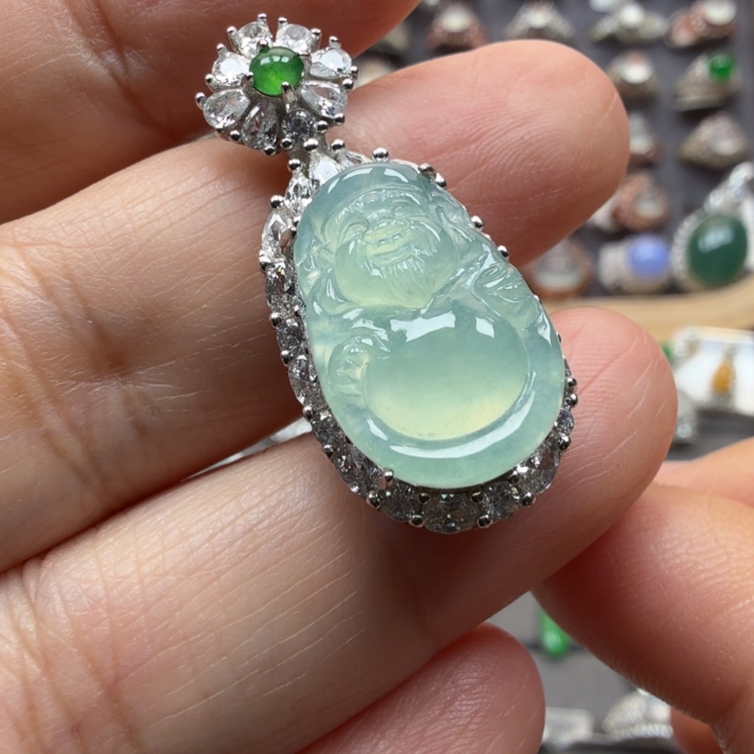 翡翠银S925镶嵌戒指8007