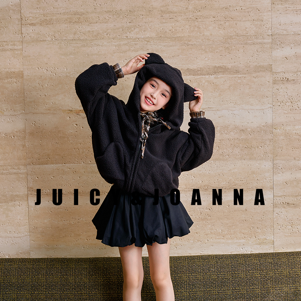 JUICY&JOANNA/橘子樱桃毛巾摇粒绒拉链连帽开衫