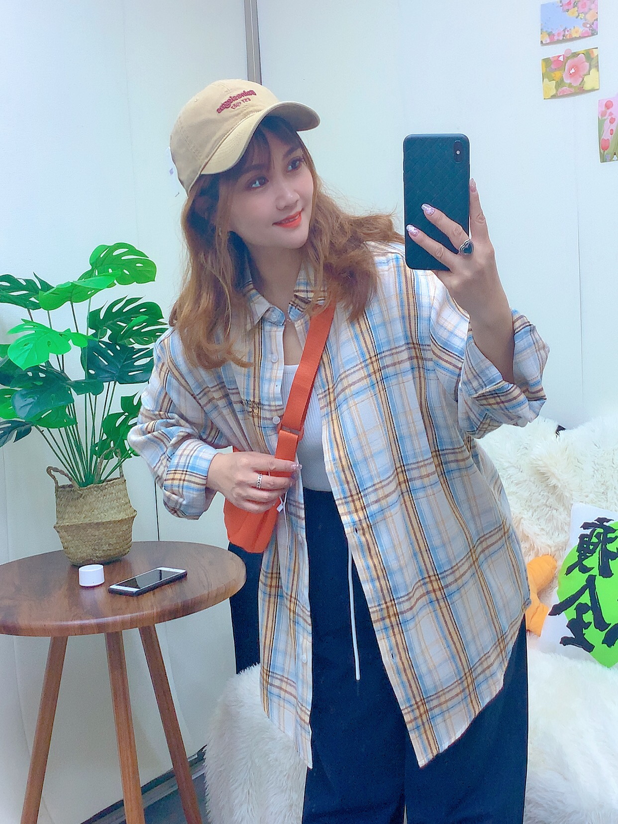 日系格子衬衫双面印花超级柔软