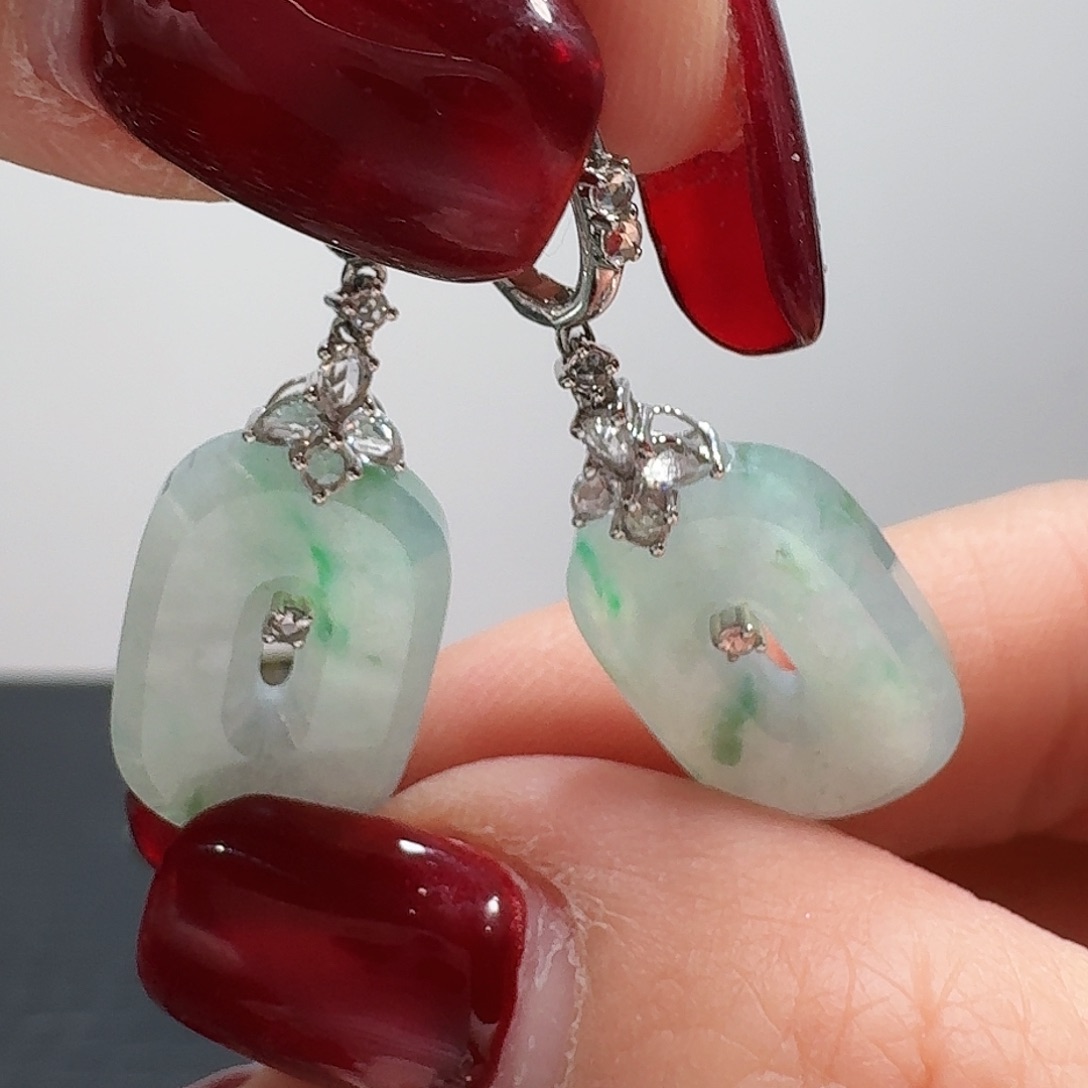 翡翠耳饰18K金镶嵌耳饰