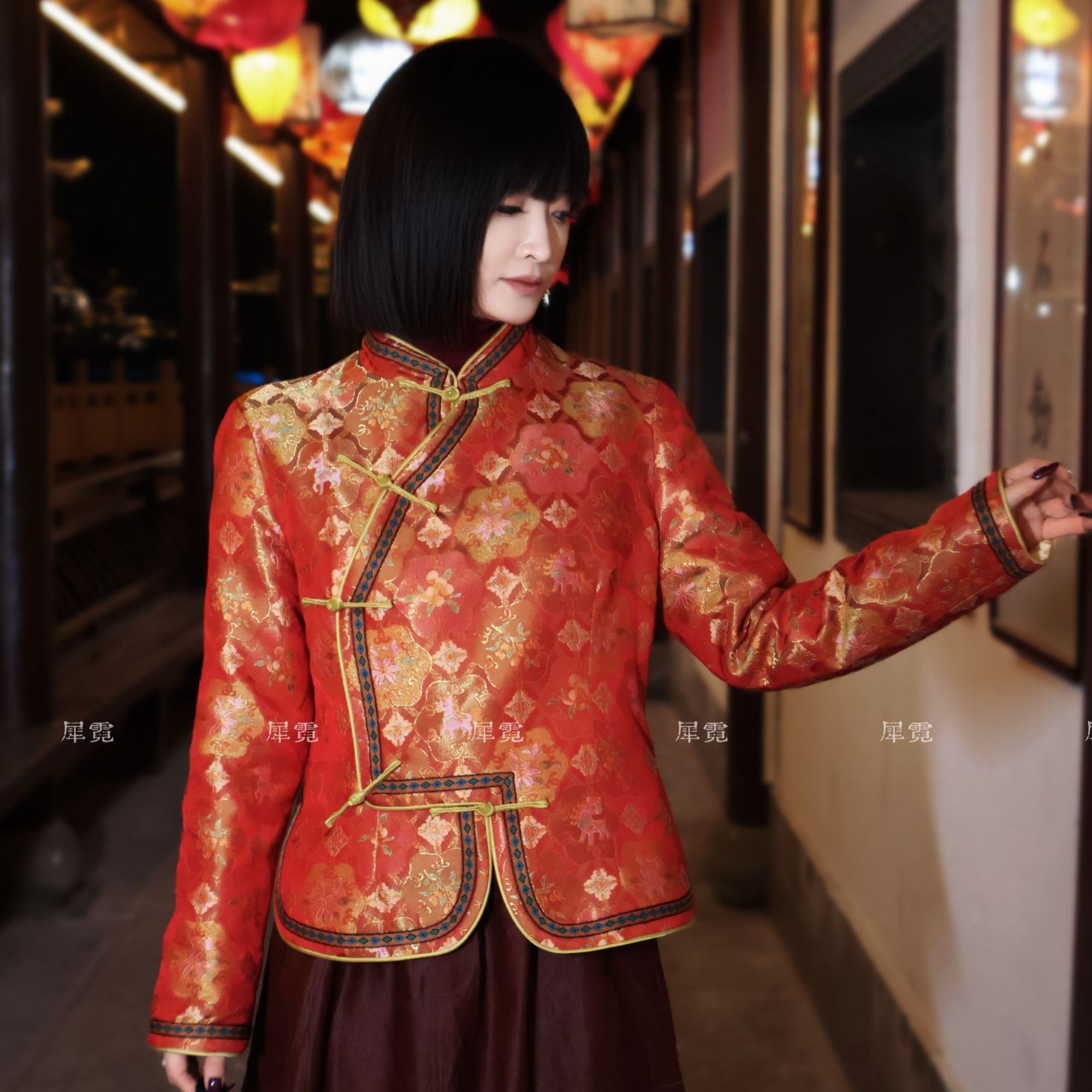 犀霓·织金缠枝牡丹·鎏金绣纹·禅意江南风新中式丝棉棉服