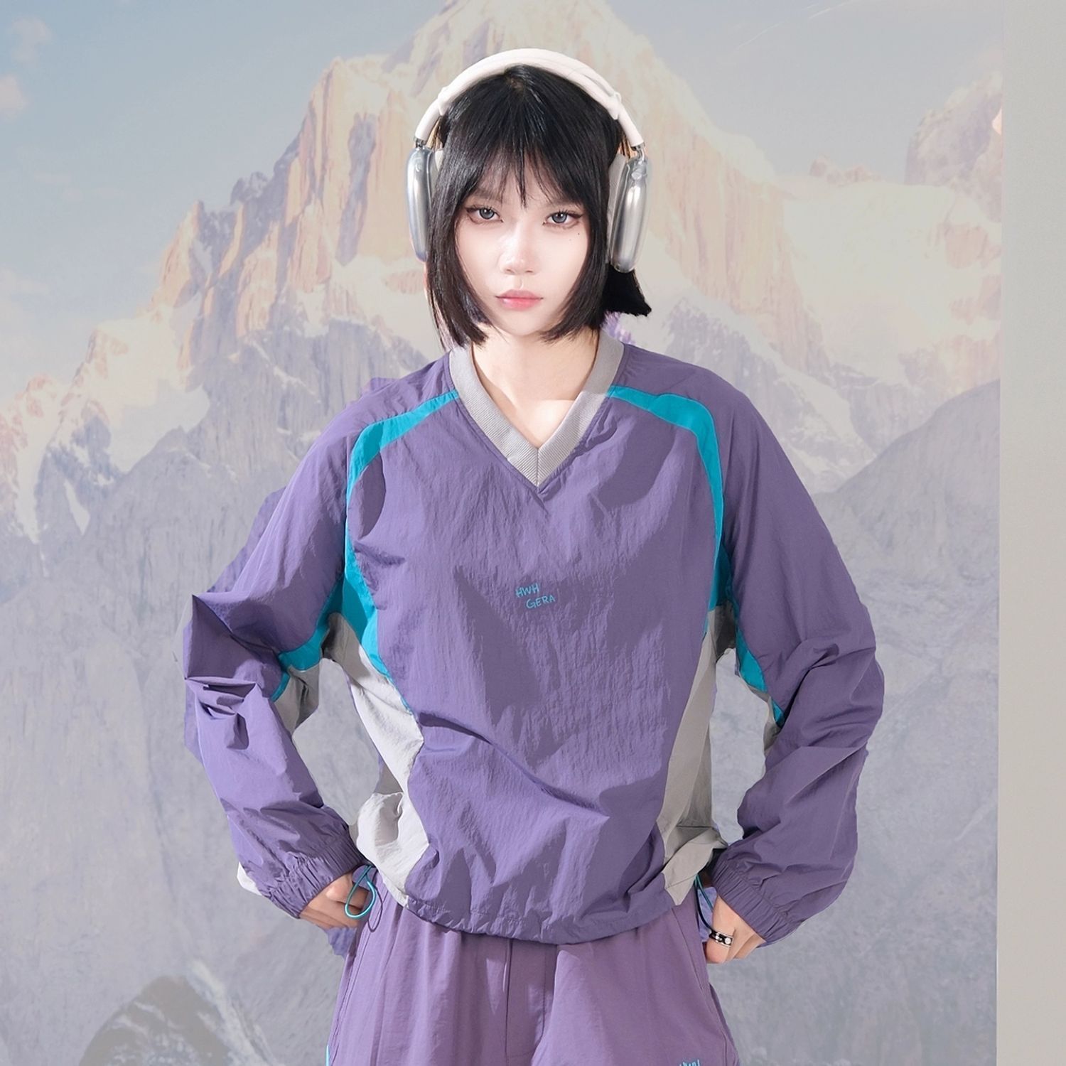 Sports Outdoo-2625山系轻量秋季新款拼色长袖打底衫