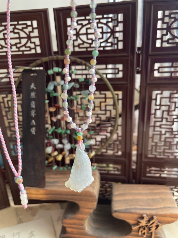 天然翡翠紫撒金银杏叶设计款项链