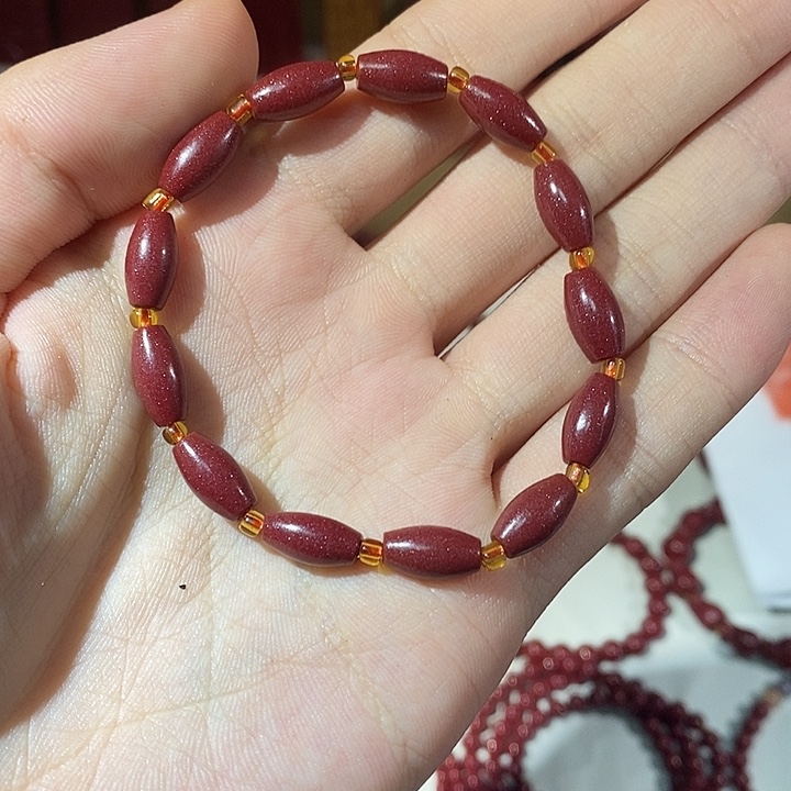 天然辰砂小米粒手链