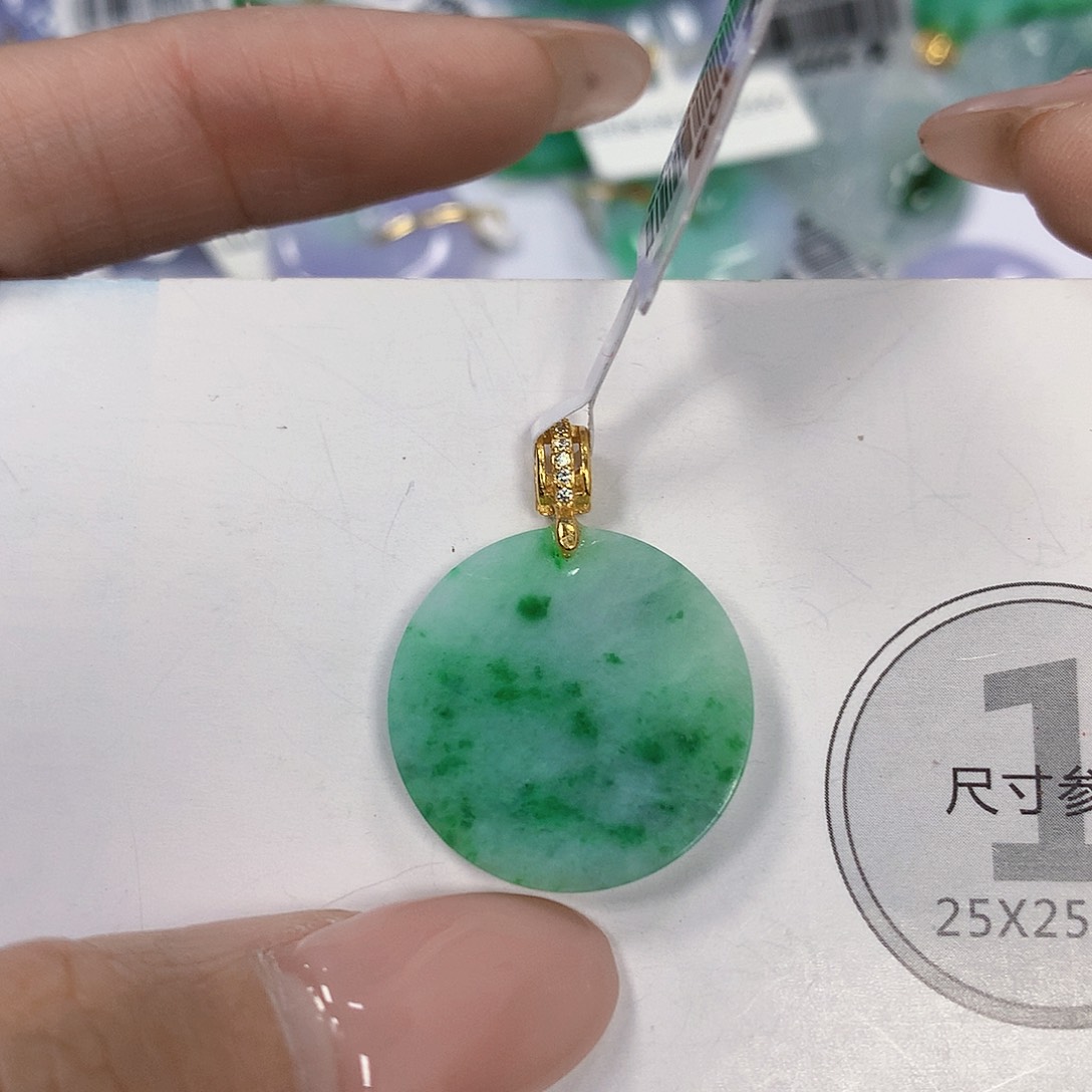 翡翠银S925镶嵌颈饰天然翡翠a货 百元以上9米证书费自理