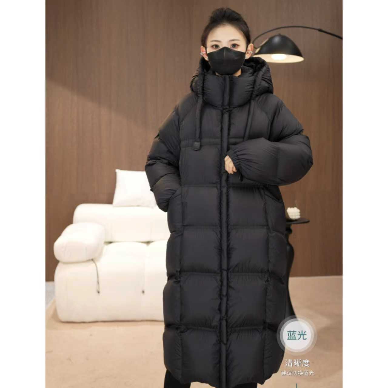 95白鸭绒泡芙连帽加厚宽松冬季时尚长款过膝保暖羽绒服