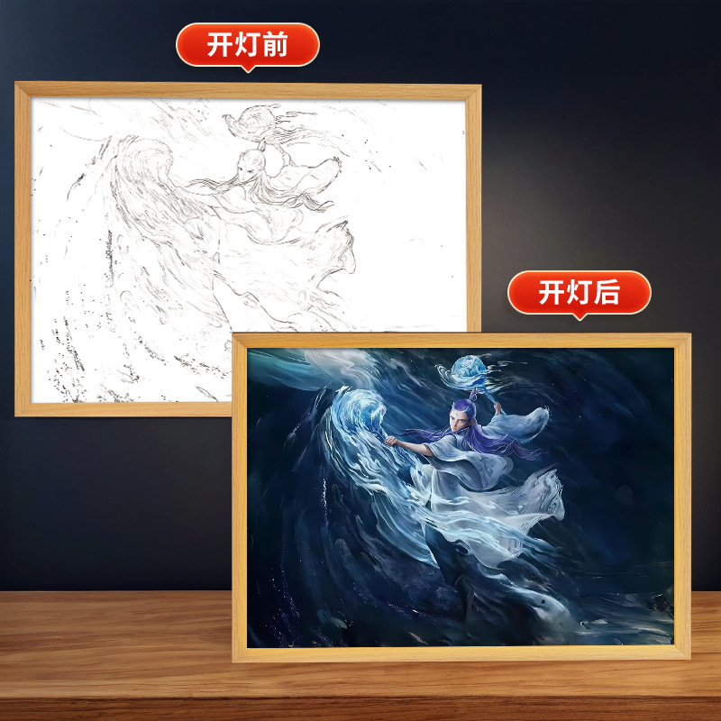 哪吒2周边动画电影周边卧室床头氛围新款灯光画