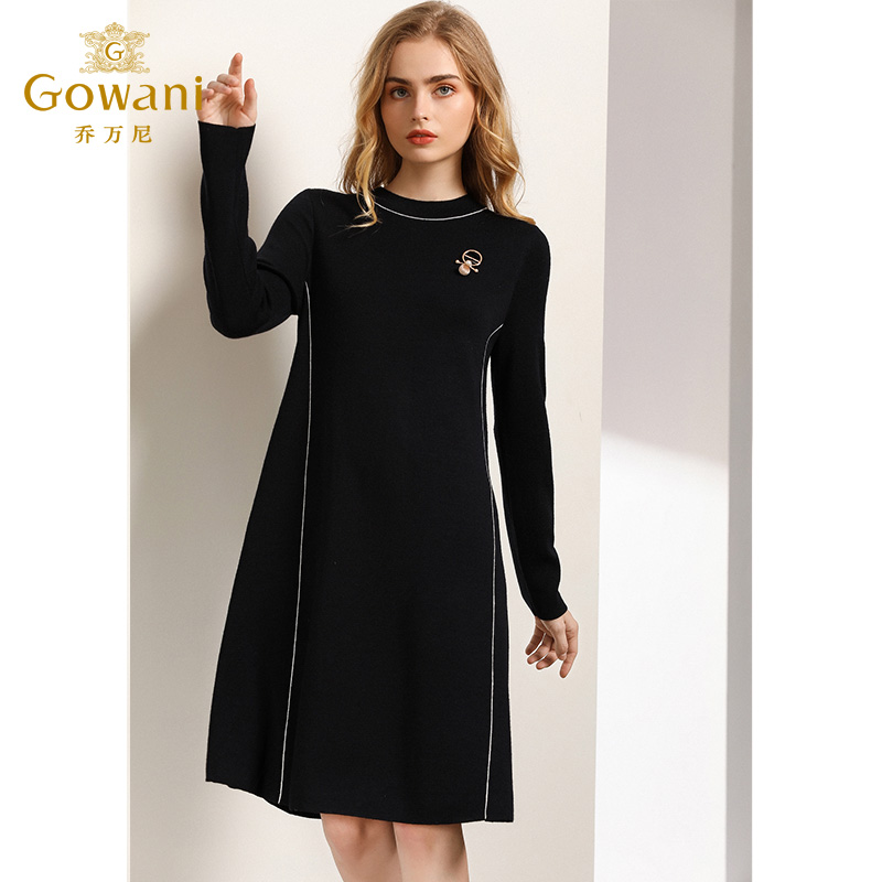 乔万尼针织连衣裙秋装女装商场新款修身高腰气质长袖EN3M393