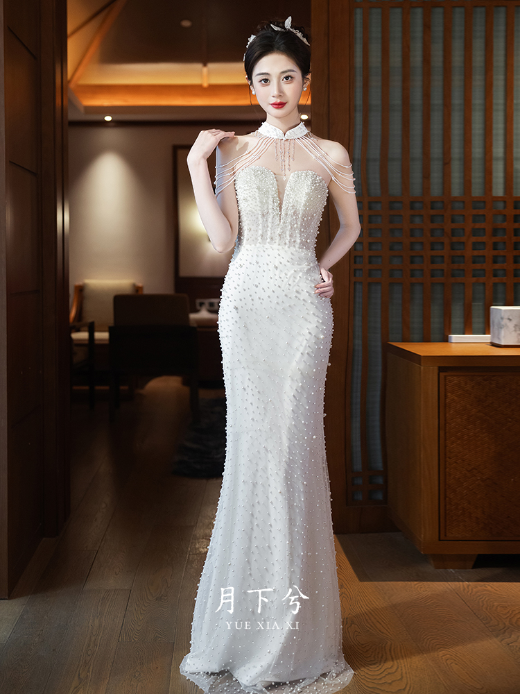 【月下兮-皎月】新中式订婚晚礼服新款敬酒服重工轻奢高级感气质