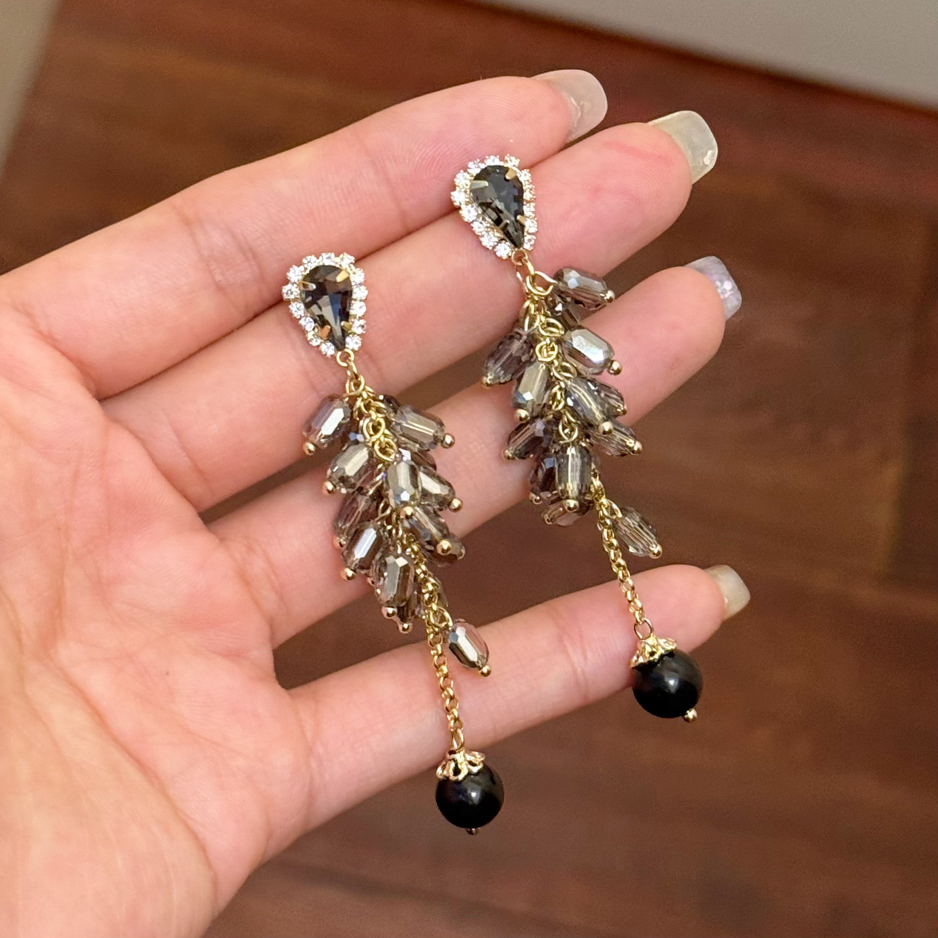 铜合金合成锆石耳饰 E0696 东大门定制秋冬限定流苏耳环