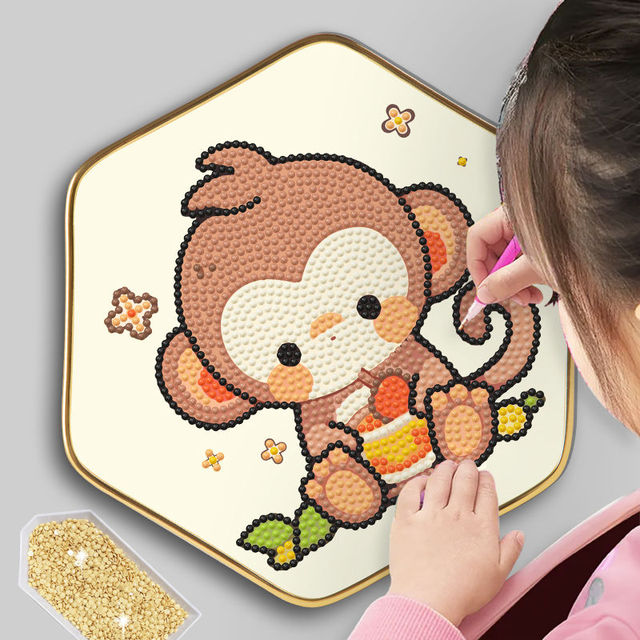 2025新款钻石画手工diy3到6岁儿童注意力玩具解压十字绣12生肖