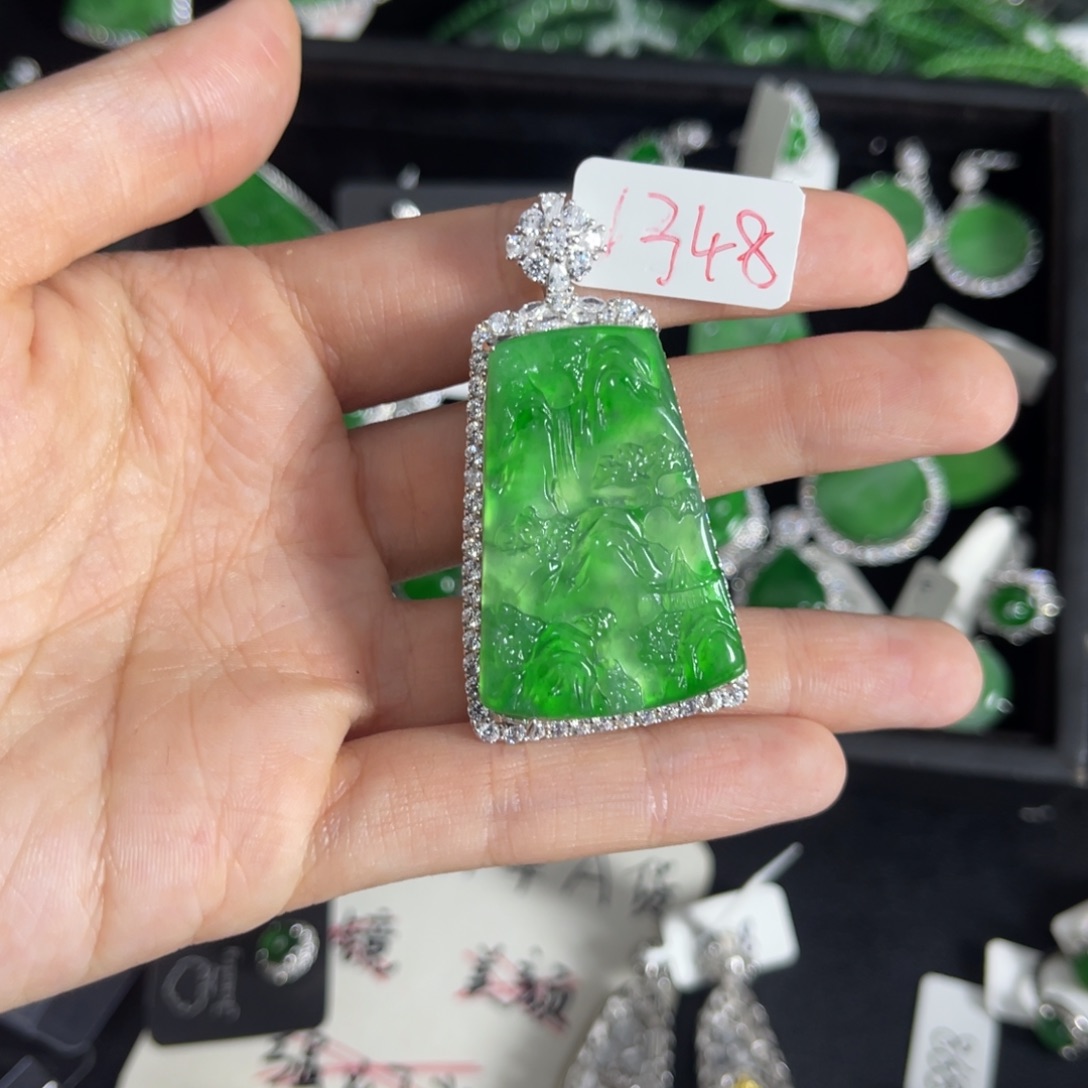 清***.翡翠银S925镶嵌戒指翡翠吊坠