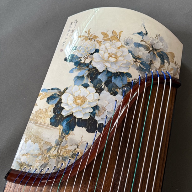 【超薄亮光】伯韵专业演奏古筝酸枝木实木彩绘浮雕标准古筝全套配件