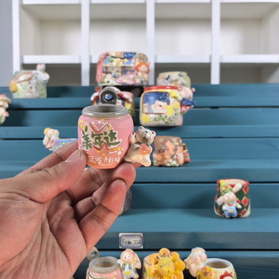 来***财精品易拉罐美年达 手绘多肉花盆