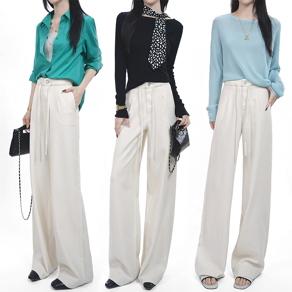 直筒牛仔裤女2025年夏季薄款弯刀裤高腰显瘦宽松弹力拖地垂感裤子