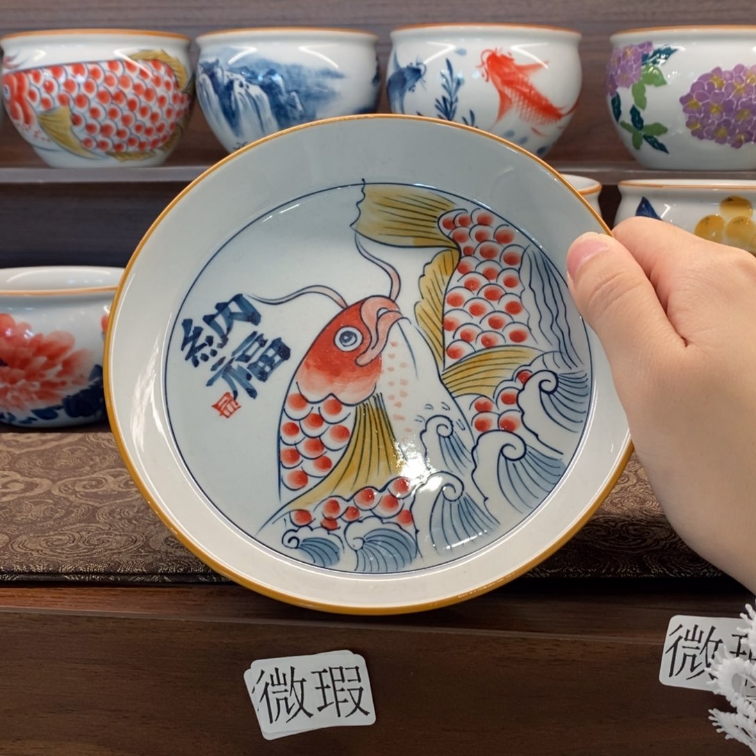 釉下彩老陶泥手工绘制