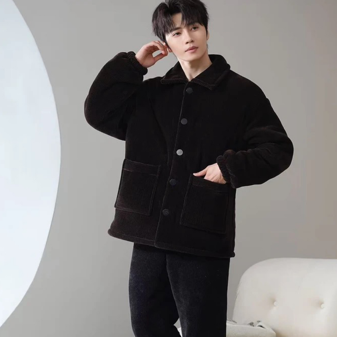 823款男士加大雪尼尔加厚三层外穿家居服