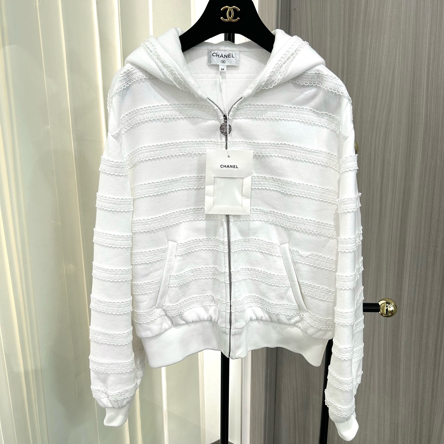 99新 Chanel/香奈儿 Chanel 24M白色海军领拉链外套34码