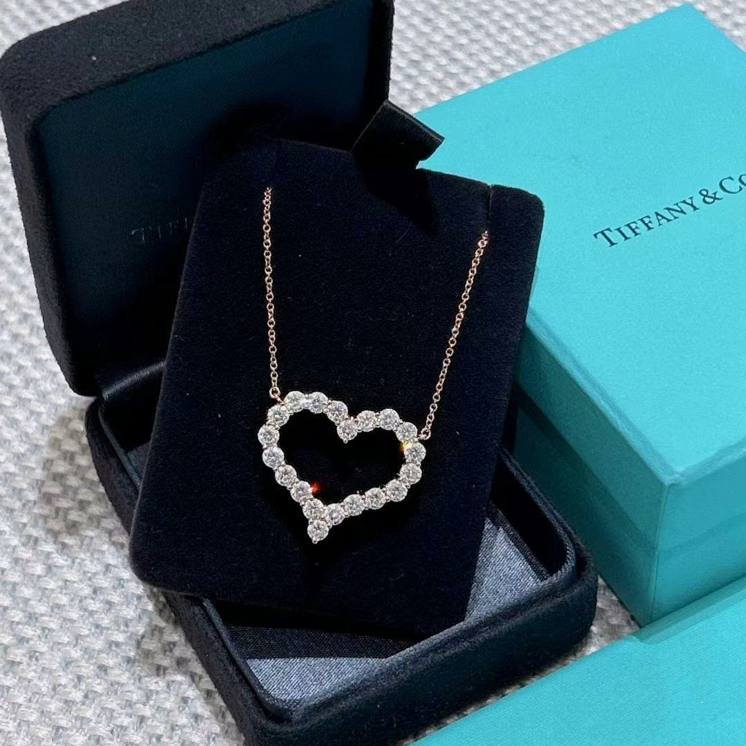 99新 Tiffany & Co./蒂芙尼 7姐专场/18K大号满钻爱心项链