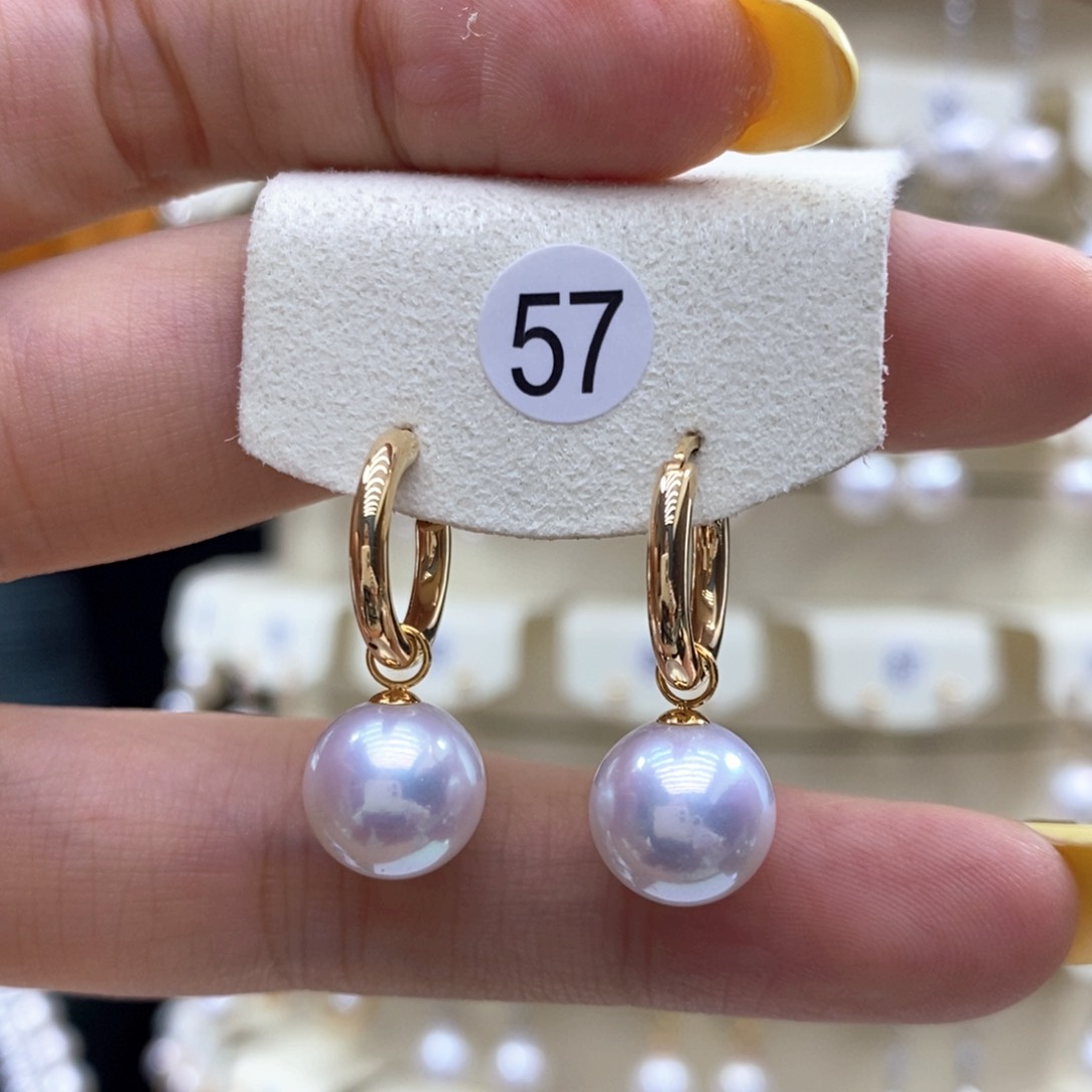 18K金镶嵌淡水珍珠耳饰