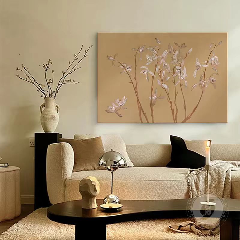 宋代美学九兰图法式中古风餐厅中国风卧室玄关画正对入户门